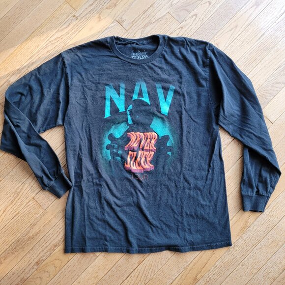 Nav The Never Sleep Tour 2023 Black Long Sleeve Concert Merch Tee Shirt - Picture 1 of 9